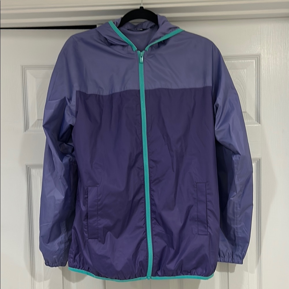 Purple and Lavender Hooded Jacket with Teal Accents - like new condition
